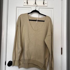 Free People Cream Scoop Neck Sweater